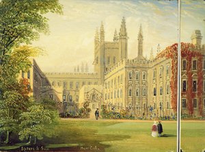 Victoriaanse Kaartendoos, met een Scène van New College, Oxford en de Garden Quad